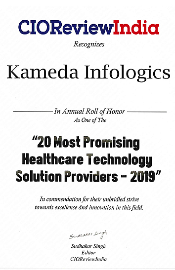 20 MOST PROMISING HEALTHCARE SOLUTION PROVIDER- 2019