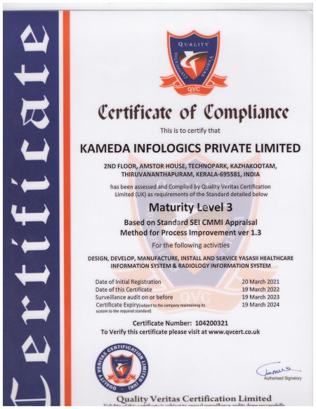 CERTIFICATE OF COMPLIENCE -CMMI LEVEL 3